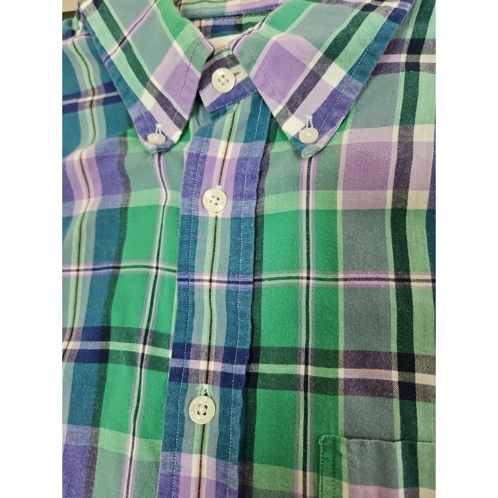 Brooks Brothers 100% Cotton Button Shirt Mens L Short Sleeve Peppy Classic